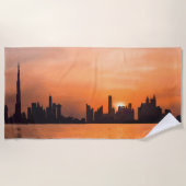 Zonsondergang boven een badplaats - waterverf strandlaken (Voorkant)