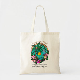 Zonsondergang boven een oceaan met vogels en boom  tote bag