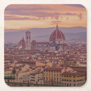 Zonsondergang boven Florence, Italië Vierkante Kartonnen Onderzetter