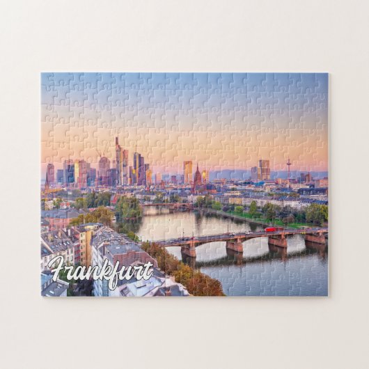 Zonsondergang boven Frankfurt, Duitsland Legpuzzel (Horizontaal)