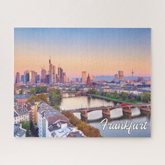 Zonsondergang boven Frankfurt, Duitsland Legpuzzel (Horizontaal)