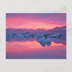 Zonsondergang boven het gletsjermeer Jokulsarlon Briefkaart