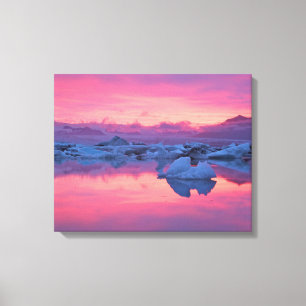 Zonsondergang boven het gletsjermeer Jokulsarlon Canvas Afdruk