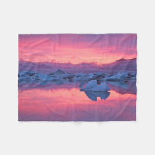 Zonsondergang boven het gletsjermeer Jokulsarlon Fleece Deken