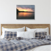 Zonsondergang boven het meer Marion - B&W Canvas (Insitu (Slaapkamer))