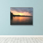 Zonsondergang boven het meer Marion - B&W Canvas (Insitu (Houten vloer))