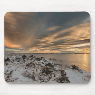Zonsondergang boven het meer Myvatn, IJsland Muismat