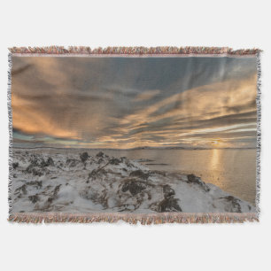Zonsondergang boven het Mývatn-meer, IJsland Deken