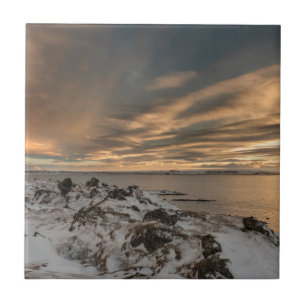 Zonsondergang boven het Mývatn-meer, IJsland Tegeltje