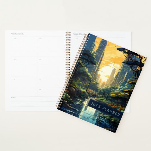 Zonsondergang boven het stadspark planner (Display)