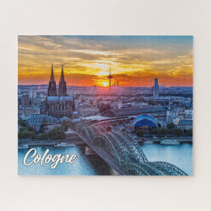 Zonsondergang boven Keulen, Duitsland Legpuzzel
