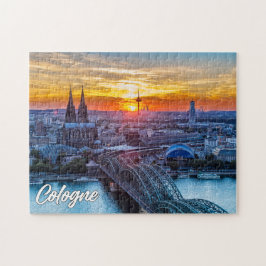 Zonsondergang boven Keulen, Duitsland Legpuzzel