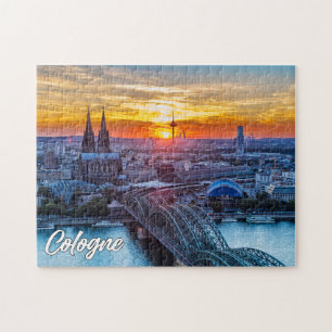 Zonsondergang boven Keulen, Duitsland Legpuzzel