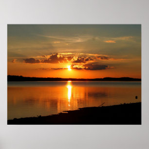 Zonsondergang boven Lake Thurmond Poster