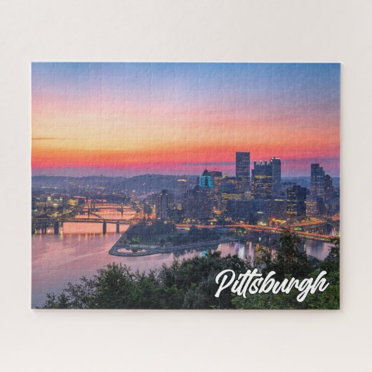 Zonsondergang boven Pittsburgh, Pennsylvania Legpuzzel (Horizontaal)