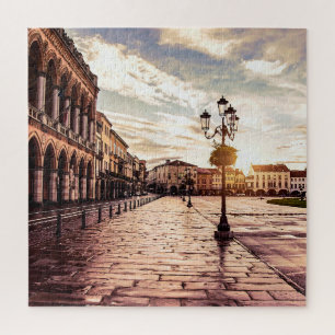 Zonsondergang boven plein in Padova in Italië Legpuzzel