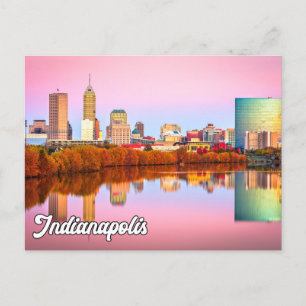 Zonsondergang boven Prachtige Indianapolis, Indian Briefkaart