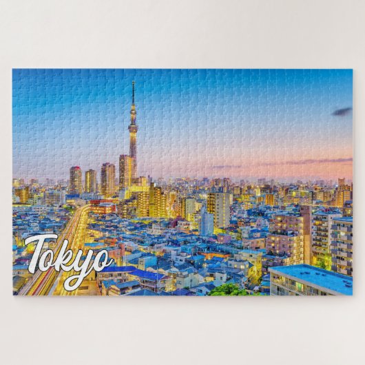 Zonsondergang boven Tokio, Japan Legpuzzel (Horizontaal)