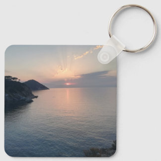 Zonsondergang boven zee - fotografische sleutelhan sleutelhanger