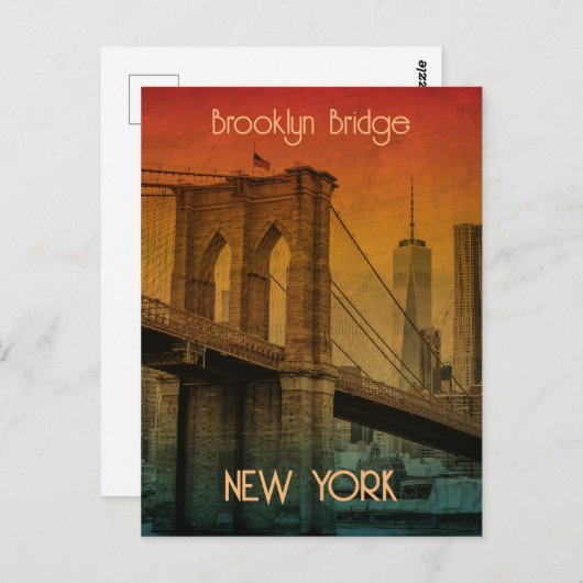 Zonsondergang Brooklyn Bridge Briefkaart (Voorkant / Achterkant)