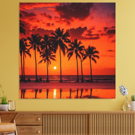Zonsondergang Canvas Behang (Insitu (Woonkamer))