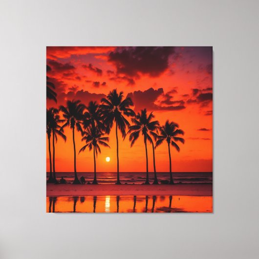 Zonsondergang Canvas Behang Afdruk (Voorkant)