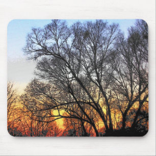Zonsondergang door de bomen Art Muismat