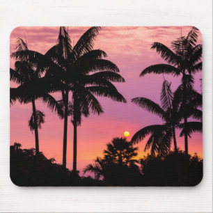 Zonsondergang door palmbomen muismat