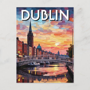 Zonsondergang Dublin Ierland Reizen Briefkaart