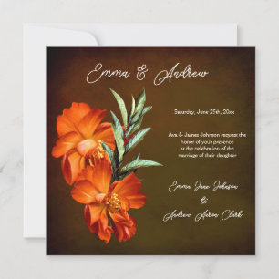 Zonsondergang Eclectische Bloemen Bruiloft Uitnodi Kaart