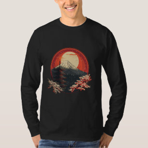 Zonsondergang en berg Aziatische tempel Sakura Che T-shirt