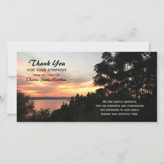 Zonsondergang en Boomsympathie Dank u Foto Bedankkaart (Voorkant)