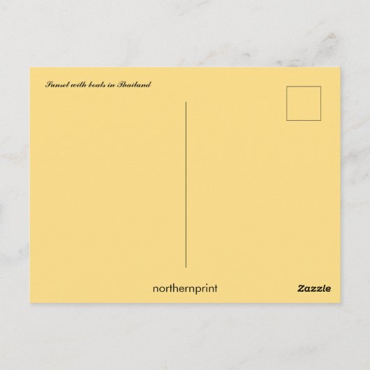 Zonsondergang en boten in Thailand Briefkaart (Achterkant)