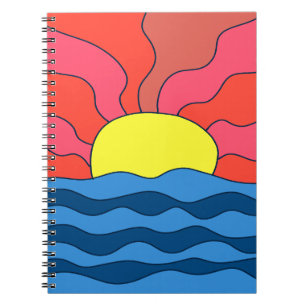 Zonsondergang en golven notitieboek