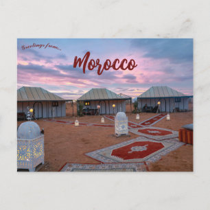 Zonsondergang en huizen in de provincie Errachidia Briefkaart