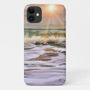 Zonsondergang en Ocean Waves Art Phone Case