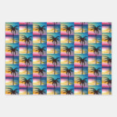 Zonsondergang en Palm Trees Silhouetten Inpakpapier Vel (Voorkant 2)