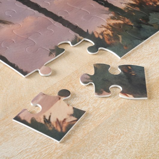 Zonsondergang en Palmbomen Tropische Vibe Art Puzz Legpuzzel (Zijkant)