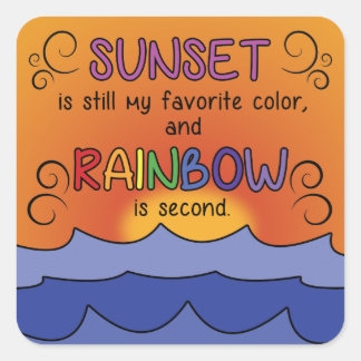 Zonsondergang en Rainbow Square Stickers