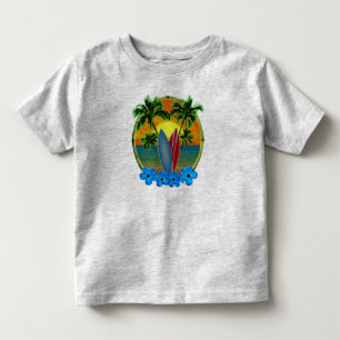 Zonsondergang en Surfplanken Kinder Shirts