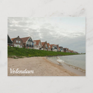 Zonsondergang en zwaan boven Volendam, Nederland Briefkaart