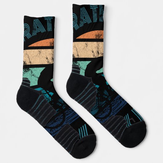 Zonsondergang Fietser Retro Design Sokken (Rechts)