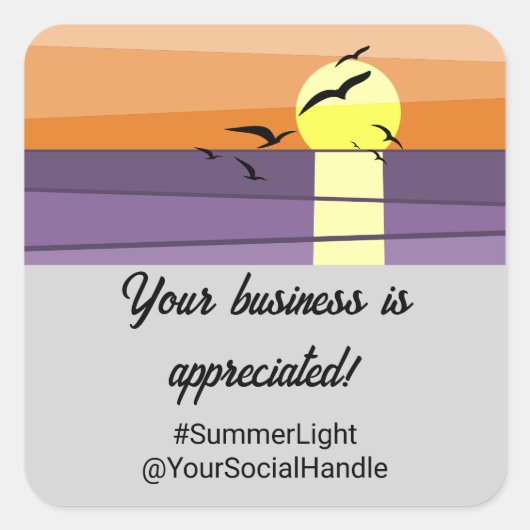 Zonsondergang gestileerd grijs Uw bedrijf wordt ge Vierkante Sticker (Voorkant)