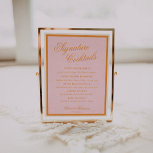 Zonsondergang Gloed Roze Oranje Cocktail Menu Bord Poster