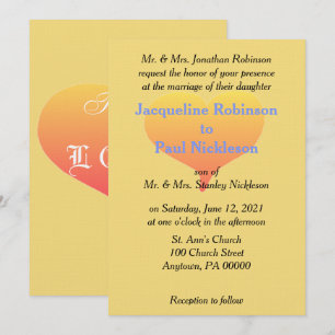 Zonsondergang Hart Mellow Geel Blauw Bruiloft Uitn Kaart