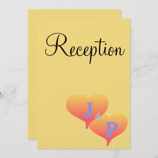 Zonsondergang Harten Mellow Geel Blauw Monogram Kaart (Voorkant / Achterkant)