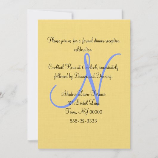 Zonsondergang Harten Mellow Geel Blauw Monogram Kaart (Achterkant)