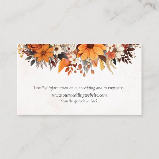 Zonsondergang Herfst Bloemen Trouwdetails Informatiekaartje (Voorkant)