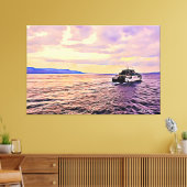 Zonsondergang horizon bij Bali Straits Canvas Afdruk (Insitu (Woonkamer))