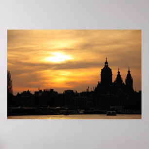 Zonsondergang in Amsterdam Poster